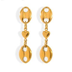 Stainless Steel Gold Drop Earrings Womens 1 Pair - Brand New